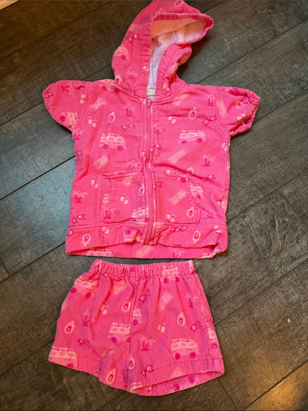 Girls Hooded french Terry Barbie themed comfy Set in Bright Pink